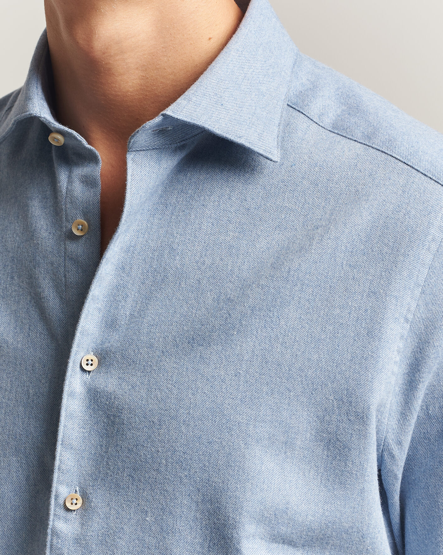 Heren | Overhemden | Stenströms | Slimline Flannel Shirt Blue