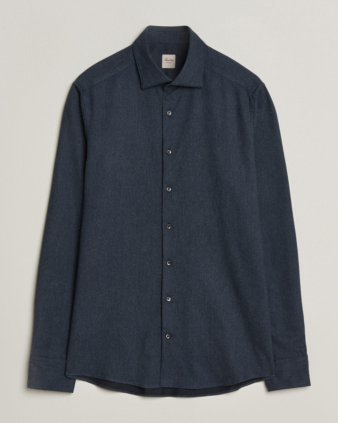 Heren | Overhemden | Stenströms | Slimline Flannel Shirt Navy