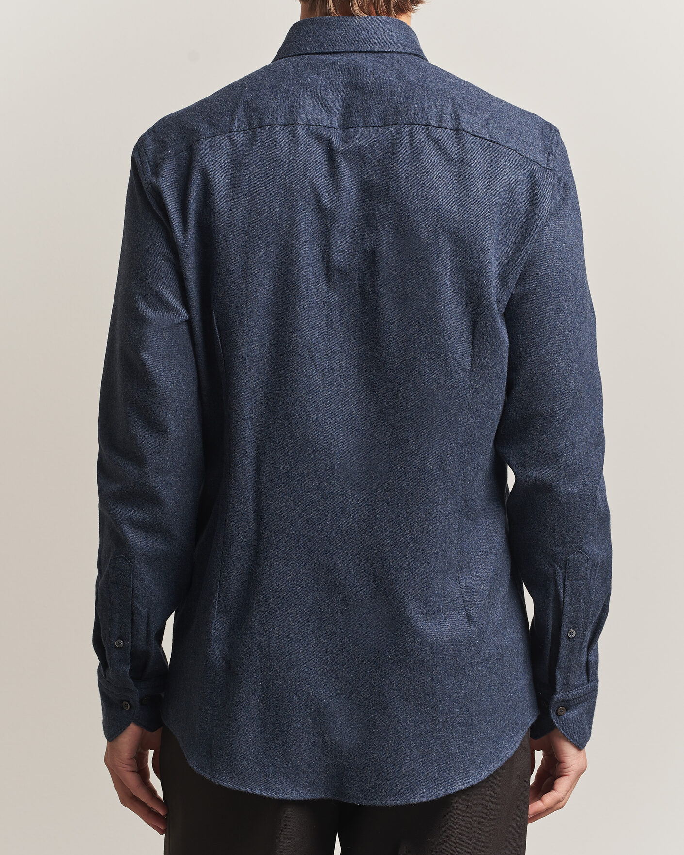 Heren | Overhemden | Stenströms | Slimline Flannel Shirt Navy
