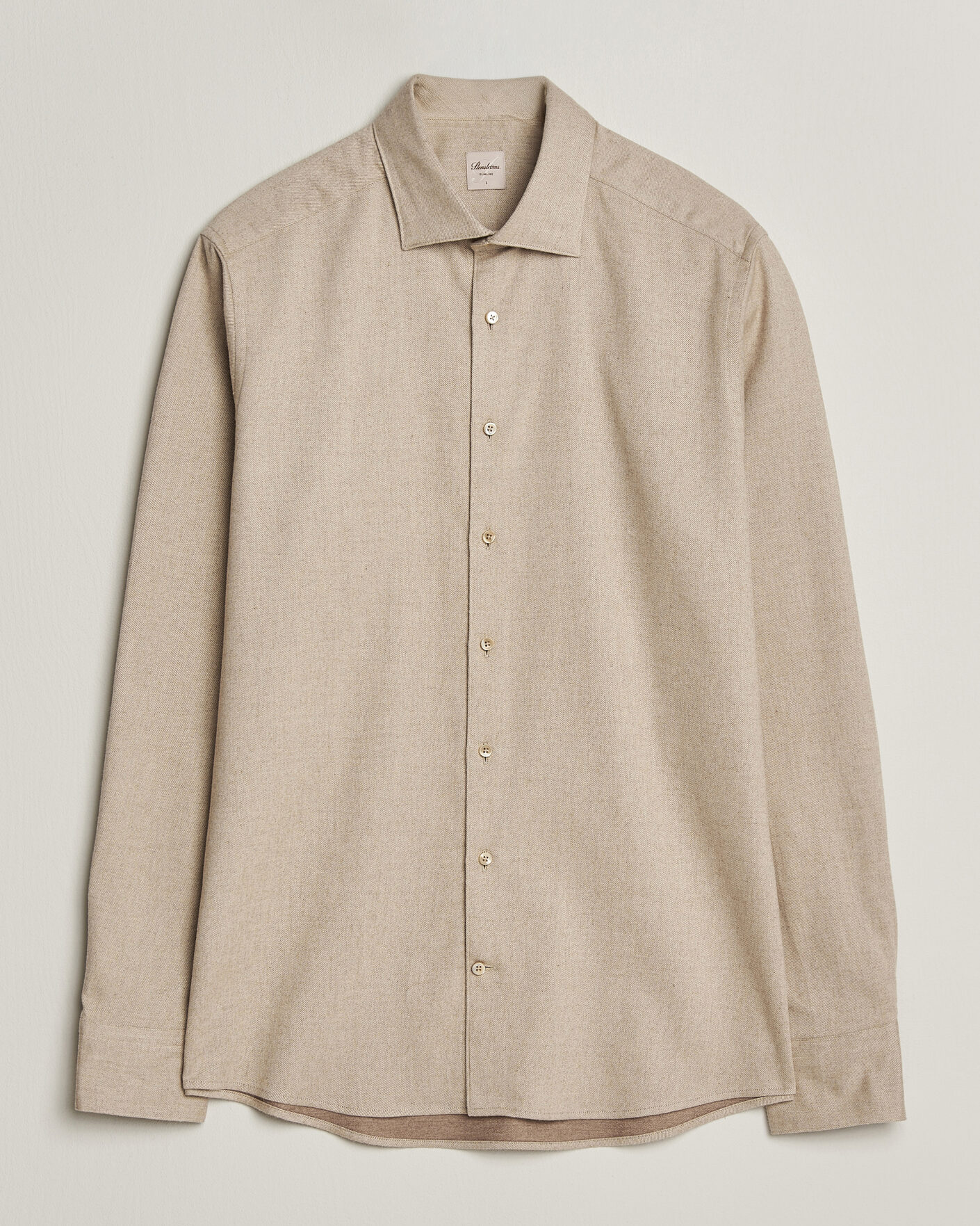 Heren | Overhemden | Stenströms | Slimline Flannel Shirt Beige