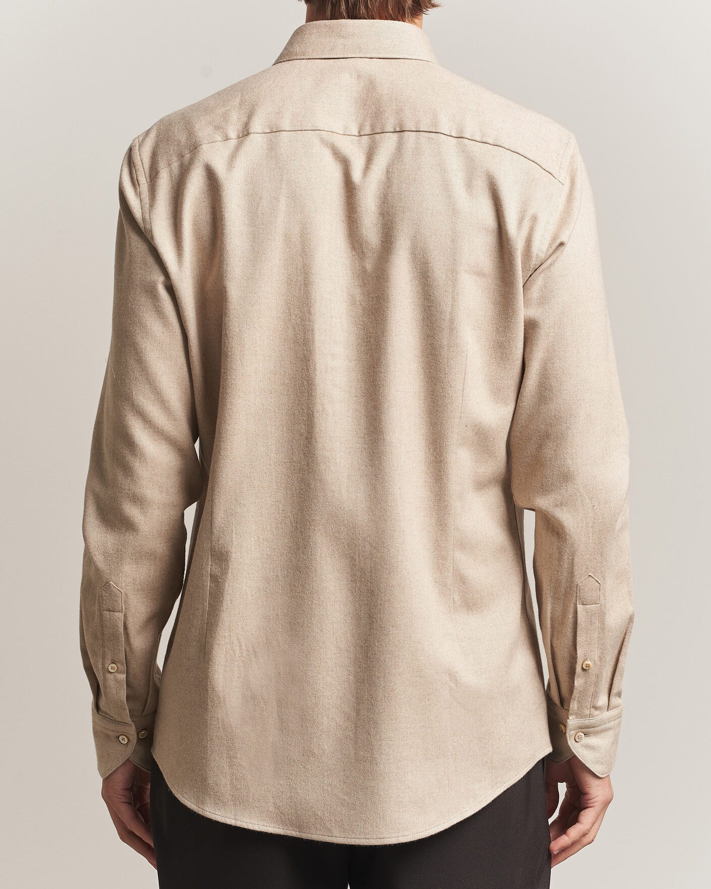 Heren | Overhemden | Stenströms | Slimline Flannel Shirt Beige