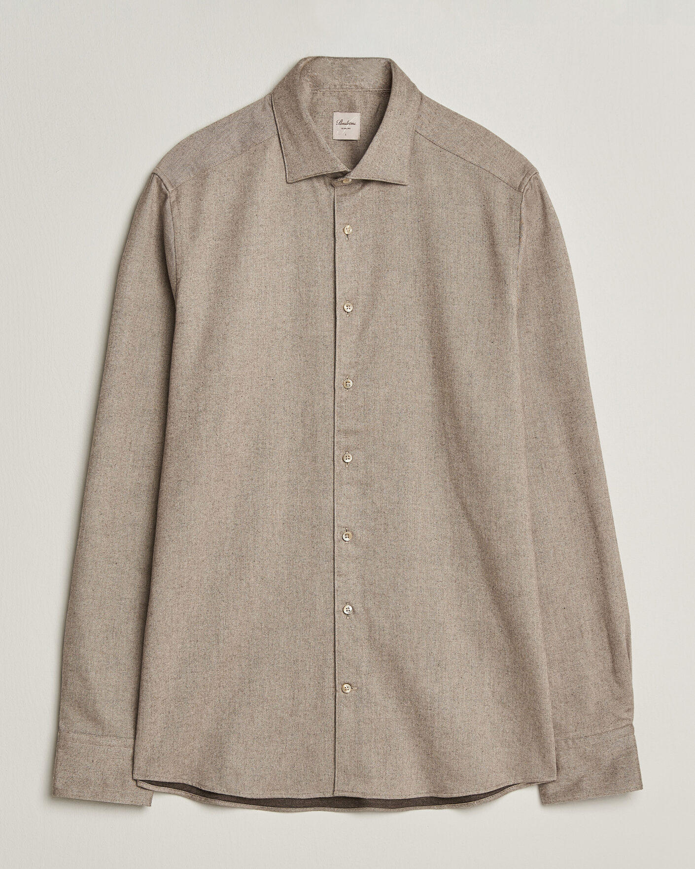 Heren | Overhemden | Stenströms | Slimline Flannel Shirt Light Brown