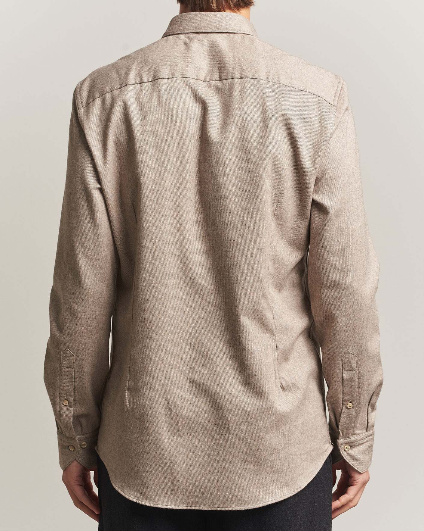 Heren | Overhemden | Stenströms | Slimline Flannel Shirt Light Brown