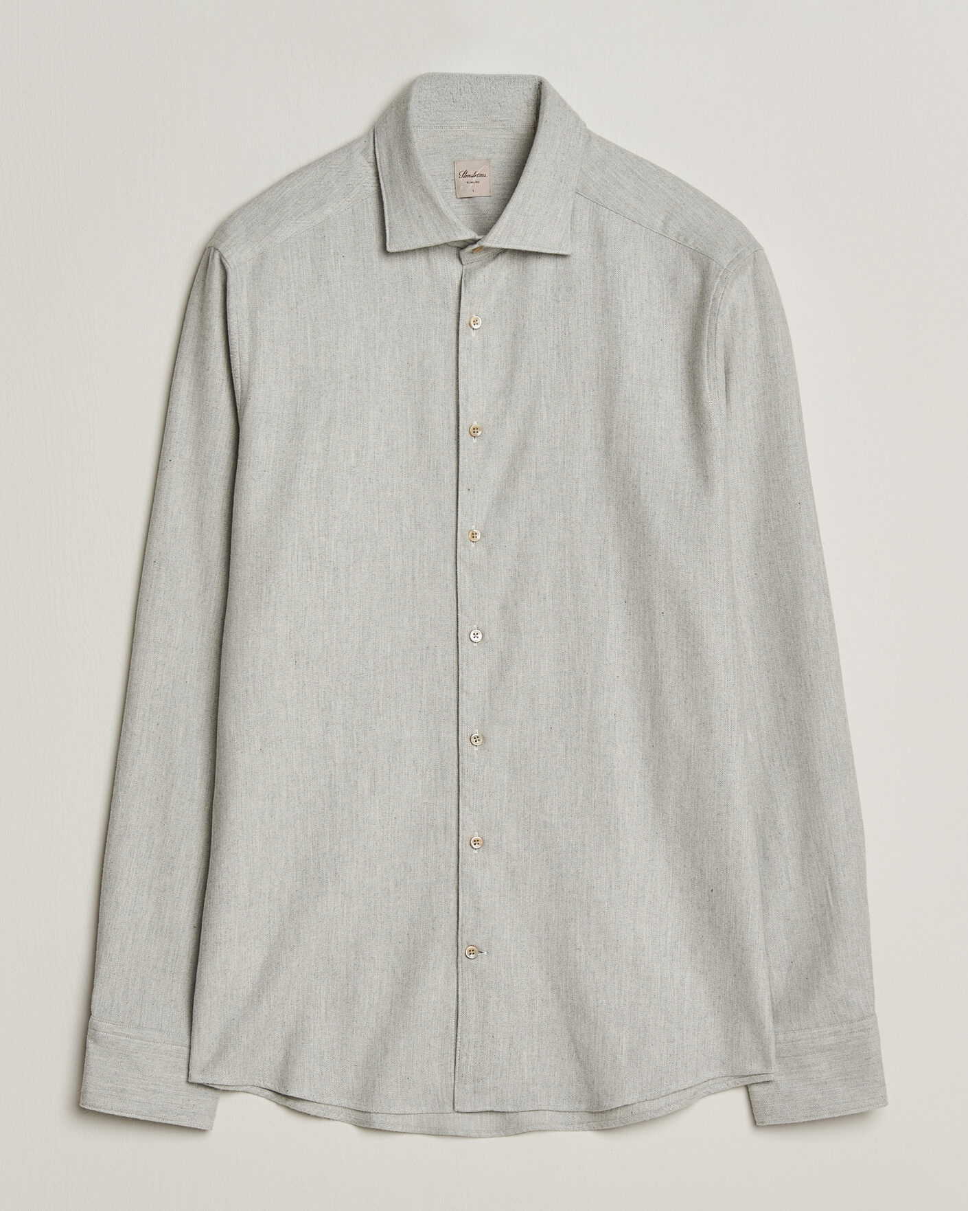 Heren | Overhemden | Stenströms | Slimline Flannel Shirt Light Grey