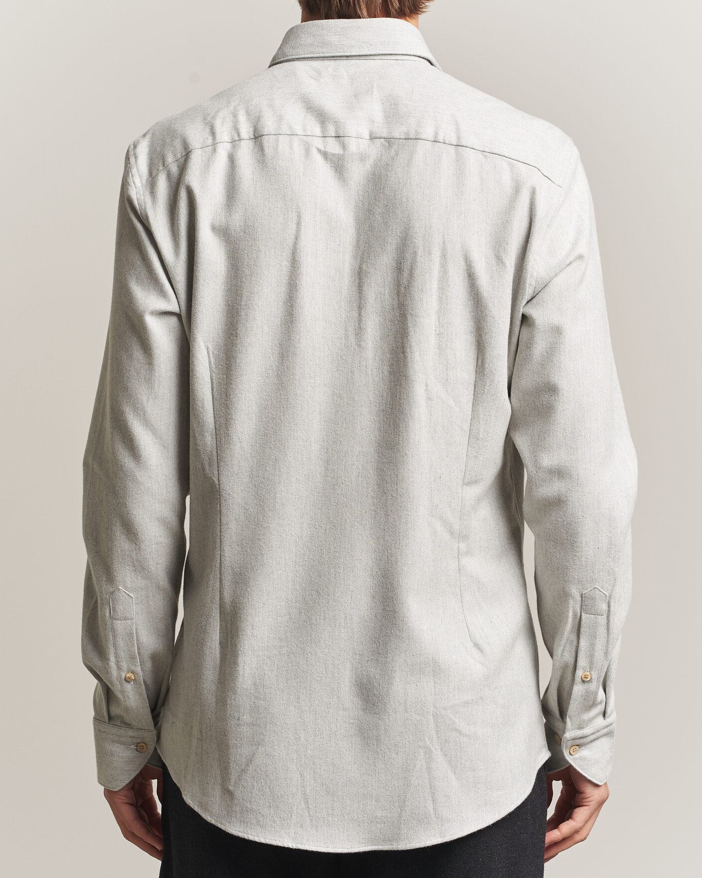 Heren | Overhemden | Stenströms | Slimline Flannel Shirt Light Grey