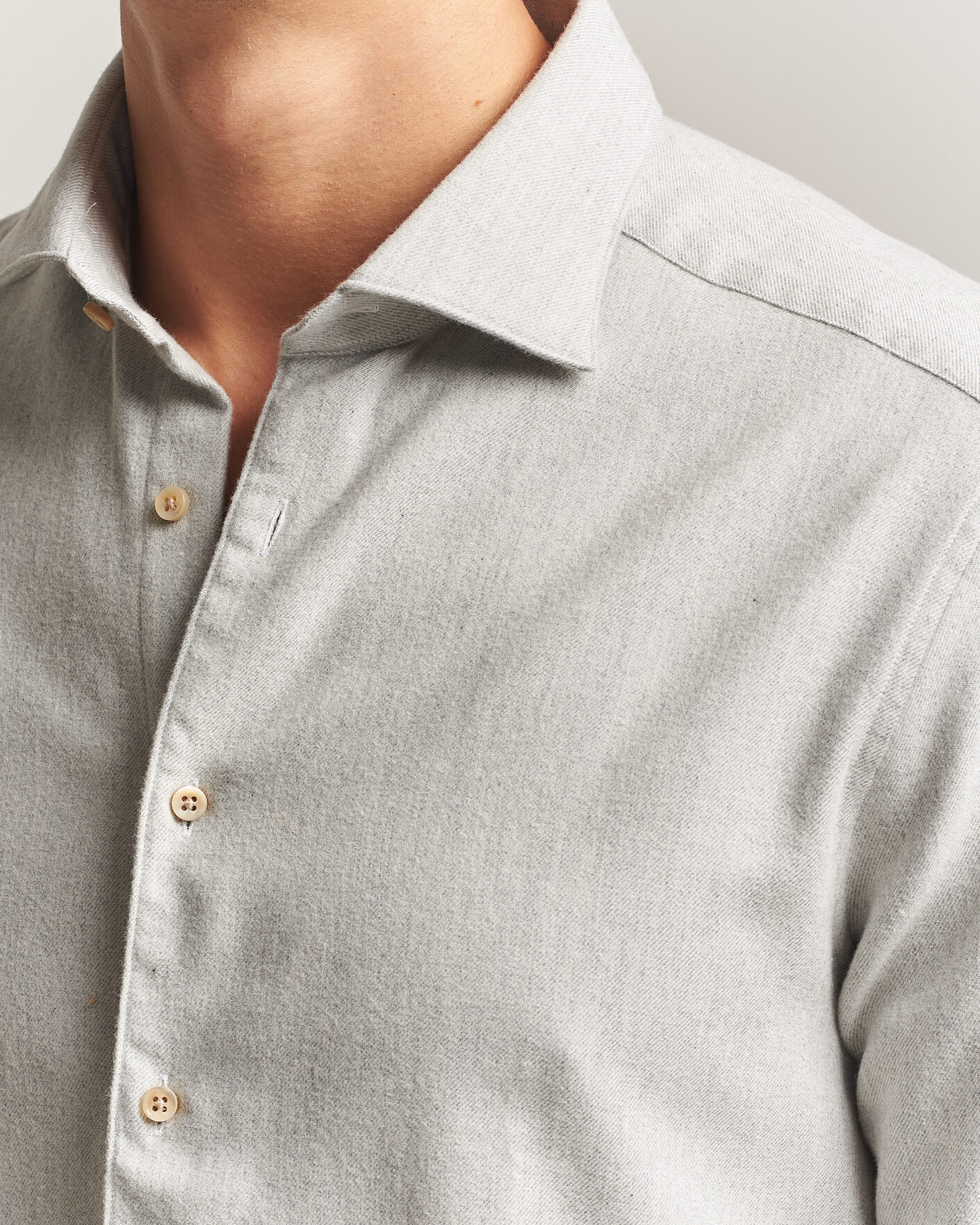 Heren | Overhemden | Stenströms | Slimline Flannel Shirt Light Grey