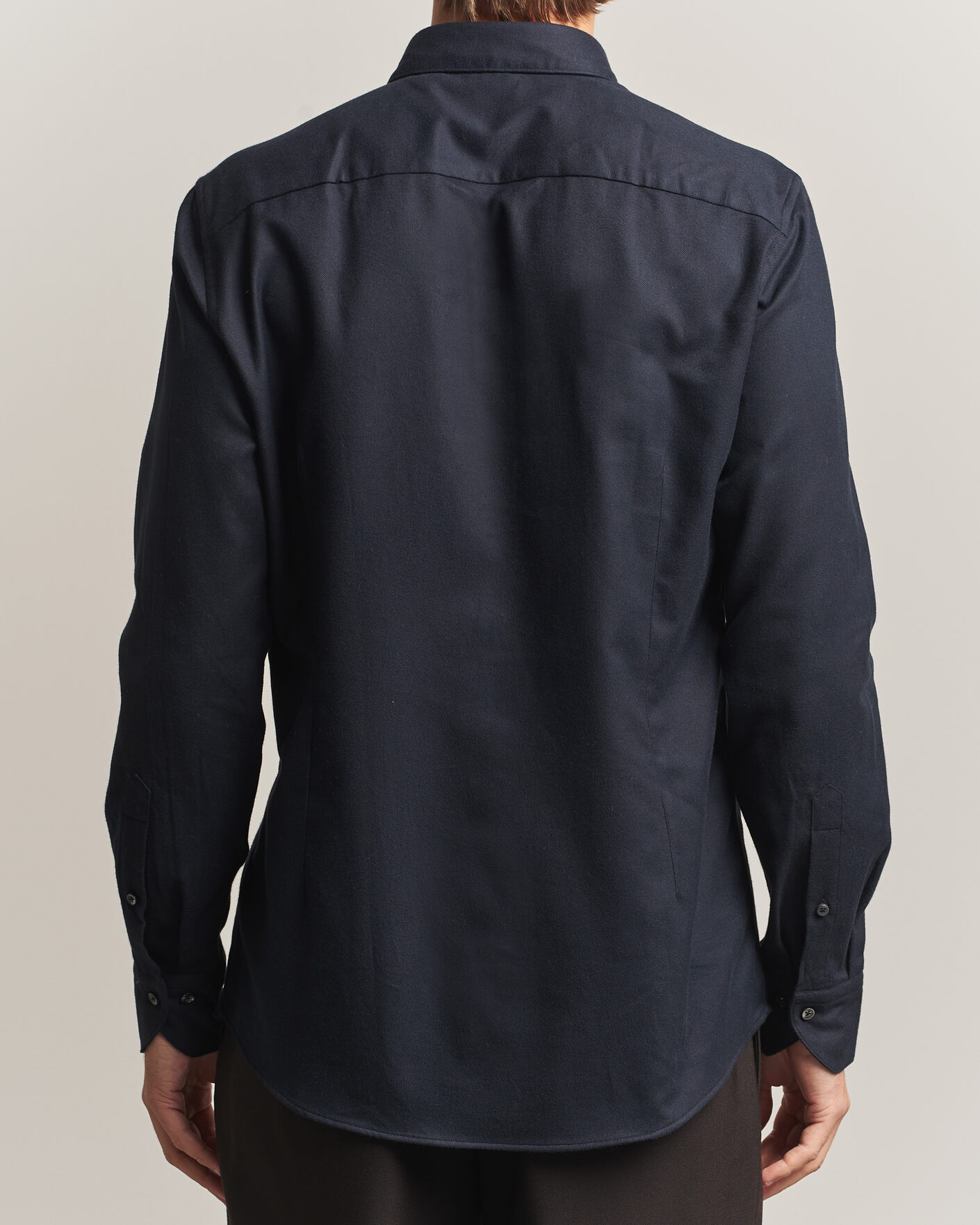 Heren | Overhemden | Stenströms | Slimline Flannel Shirt Black