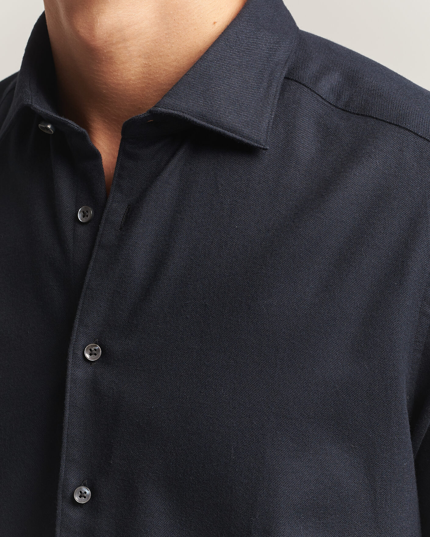 Heren | Overhemden | Stenströms | Slimline Flannel Shirt Black