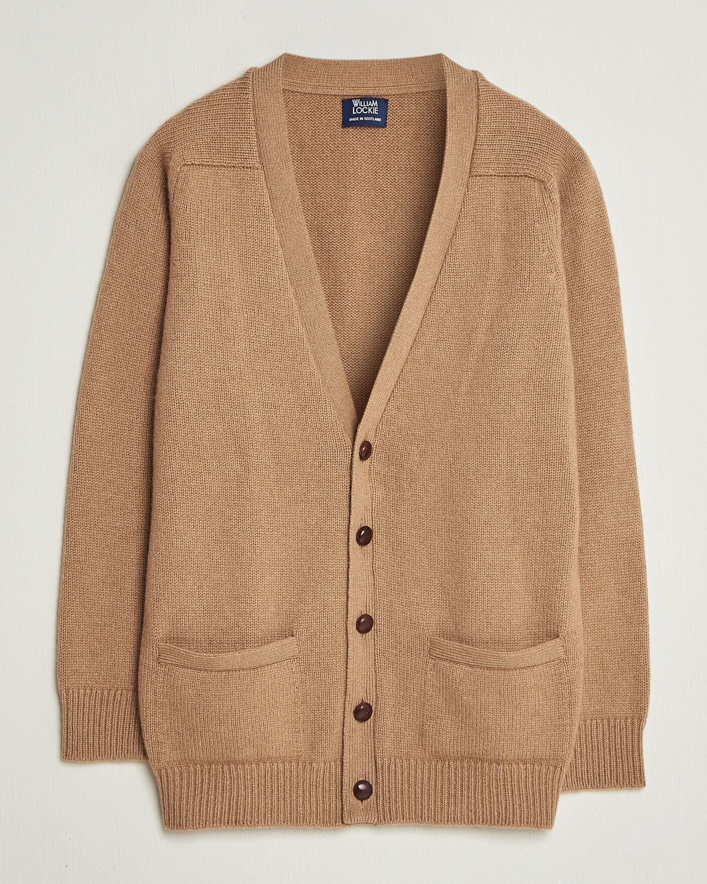 Heren | Truien | William Lockie | Datchet Camelhair Cardigan Natural Brown