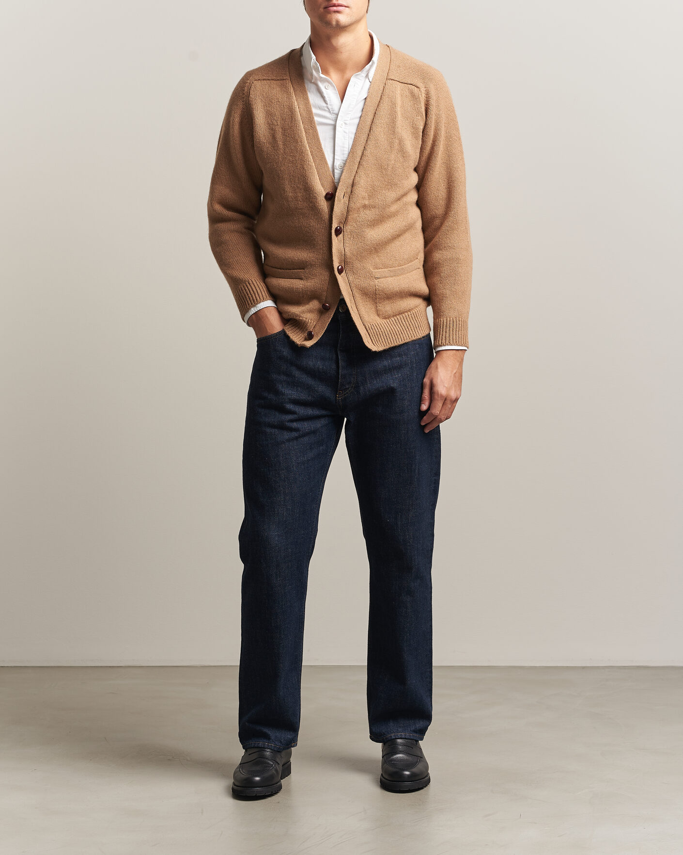 Heren | Truien | William Lockie | Datchet Camelhair Cardigan Natural Brown