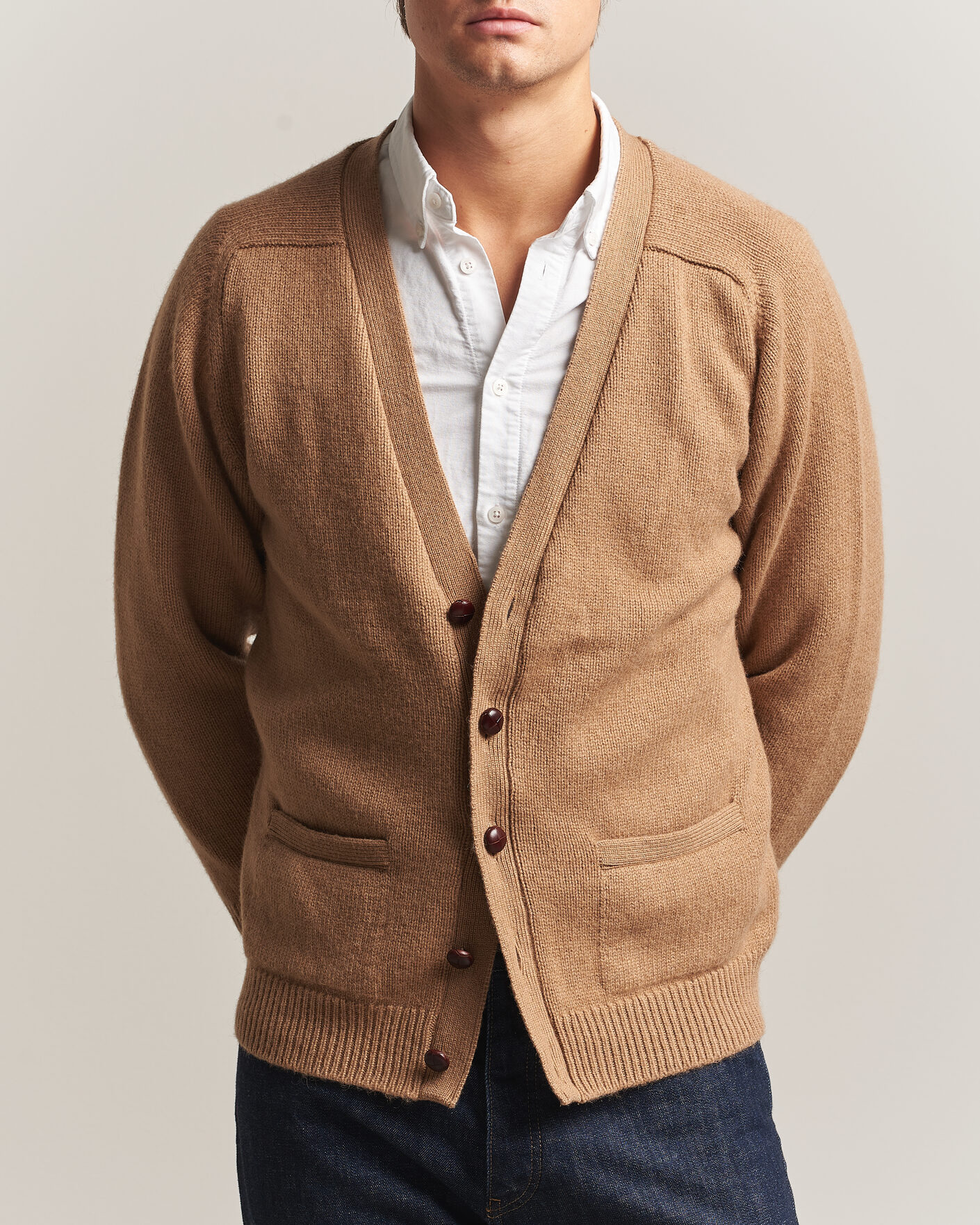 Heren | Truien | William Lockie | Datchet Camelhair Cardigan Natural Brown
