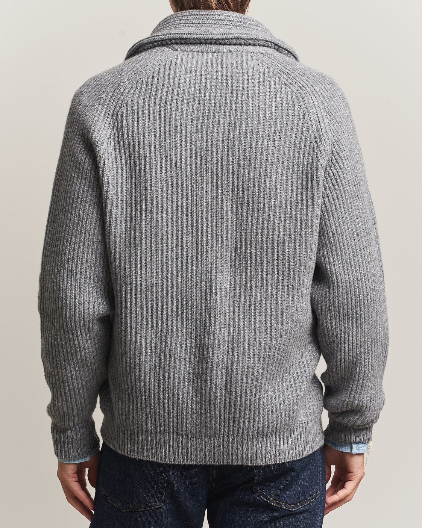 Heren | Truien | William Lockie | Windsor Cashmere Shawl Cardigan Flannel Grey