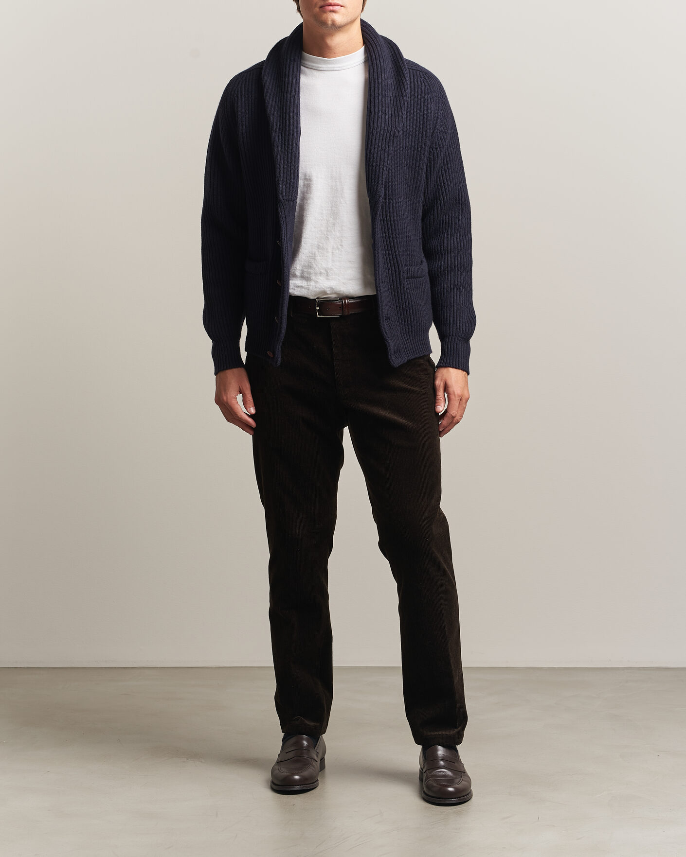 Heren | Truien | William Lockie | Windsor Cashmere Shawl Cardigan Navy