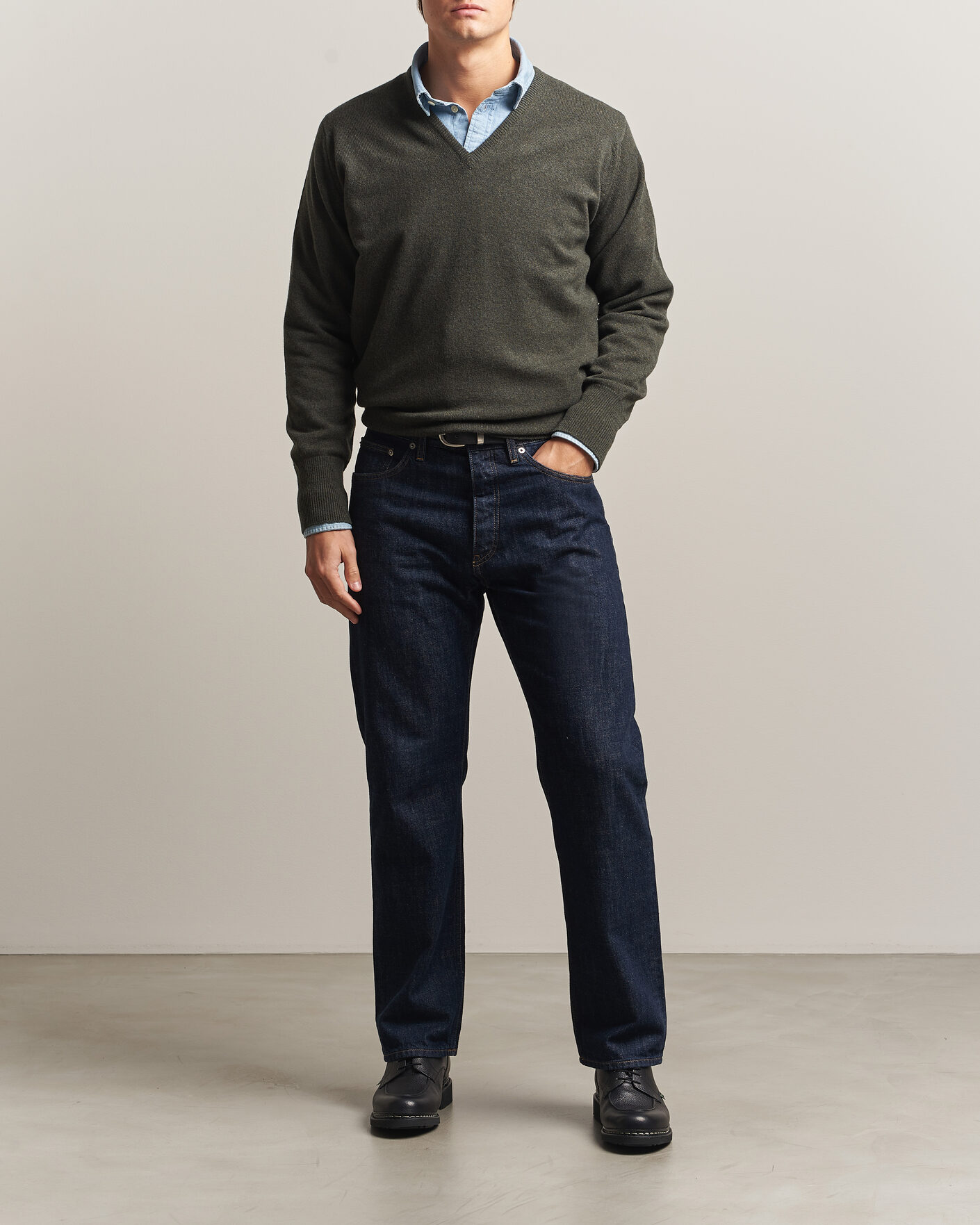 Heren | Truien | William Lockie | Rob Lambswool V-Neck Seaweed