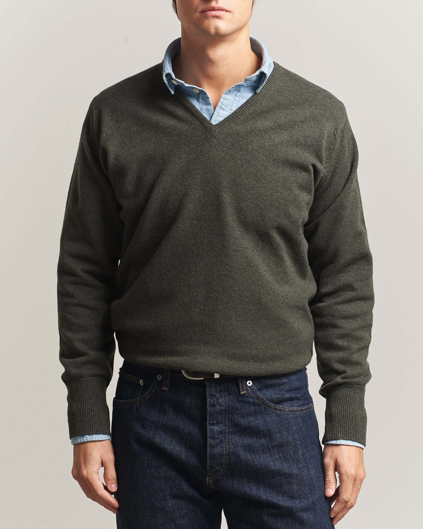 Heren | Truien | William Lockie | Rob Lambswool V-Neck Seaweed
