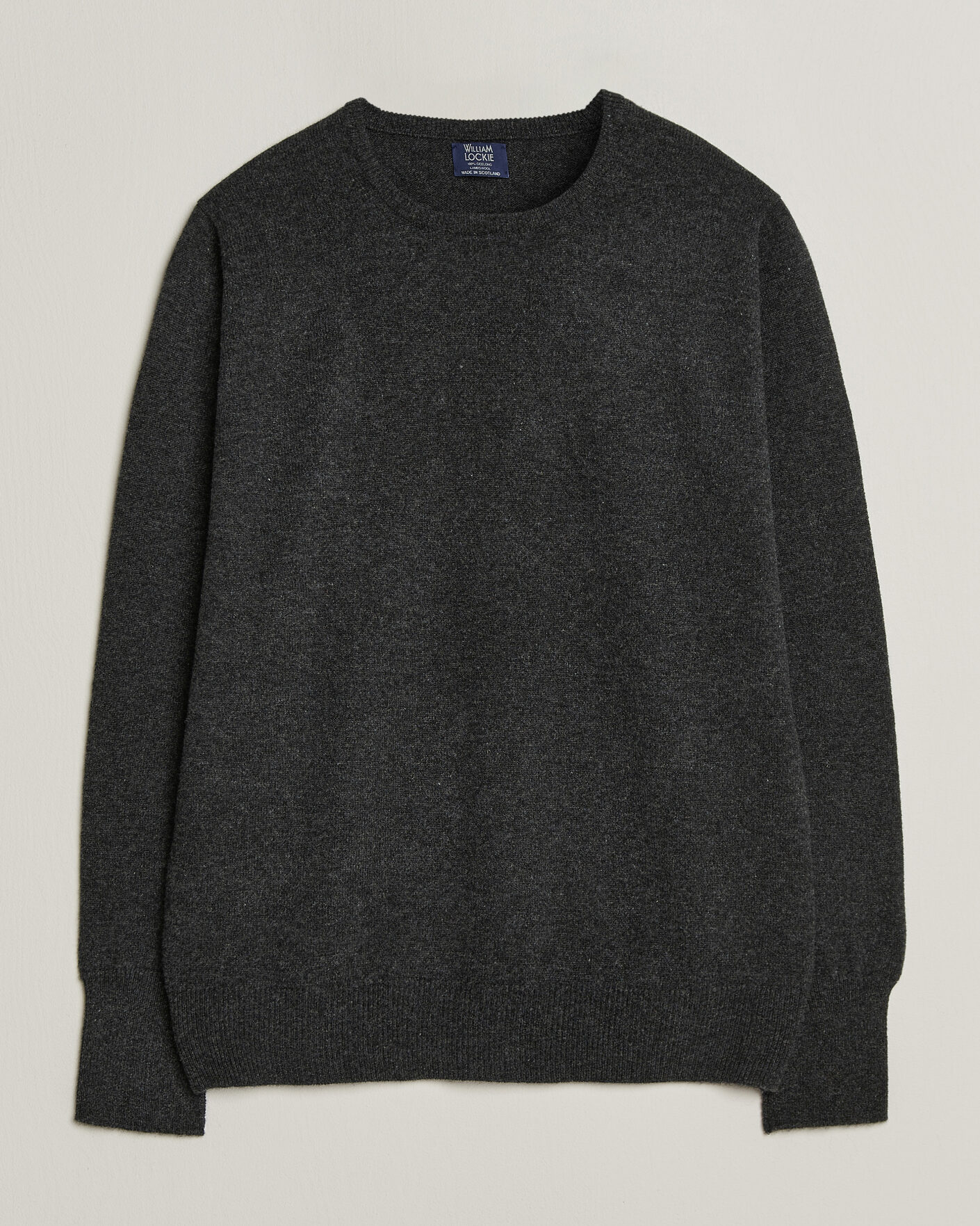 Heren | Truien | William Lockie | Rob Lambswool Crewneck Charcoal