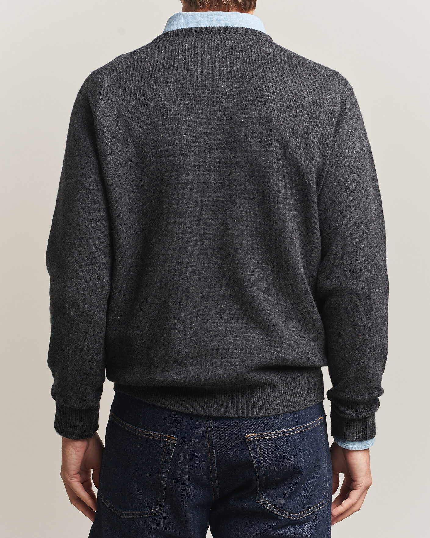 Heren | Truien | William Lockie | Rob Lambswool Crewneck Charcoal