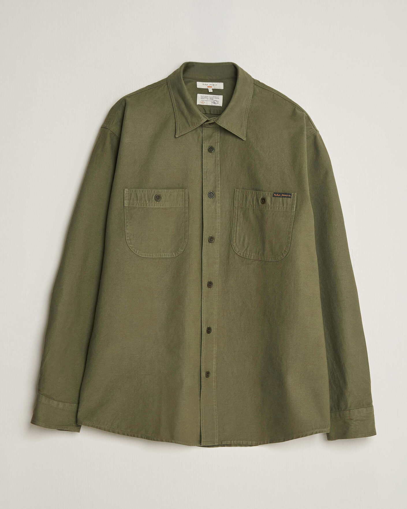 Heren | Overhemden | Nudie Jeans | Julian Worker Shirt Olive Green