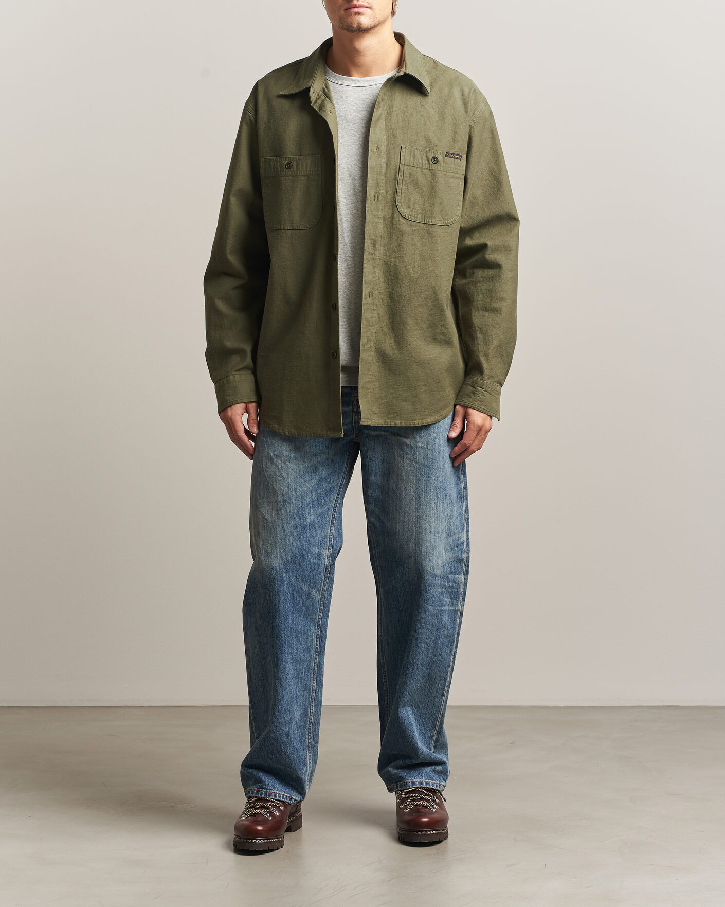 Heren | Overhemden | Nudie Jeans | Julian Worker Shirt Olive Green
