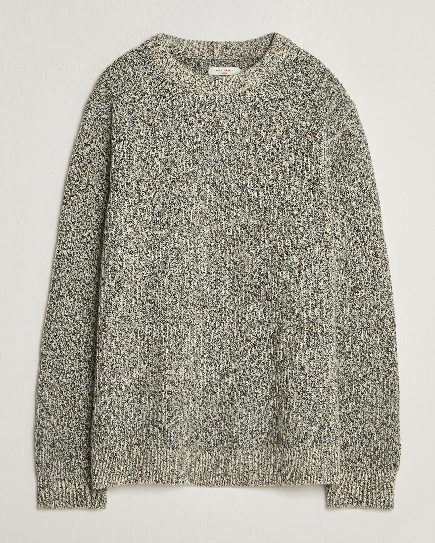 Heren | Truien | Nudie Jeans | August Wool Rib Knitted Sweater Green Melange