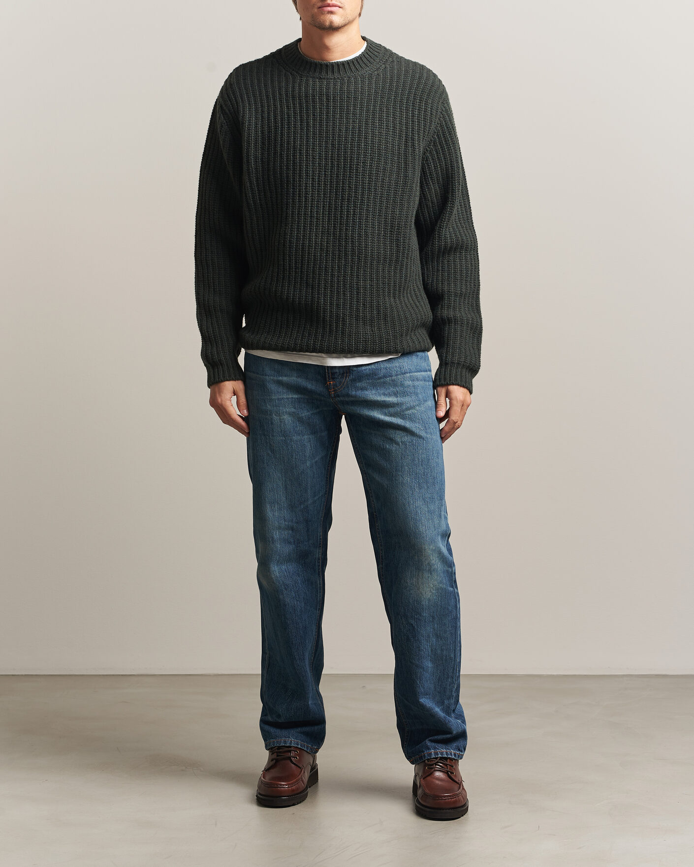 Heren | Truien | Nudie Jeans | Gurry Chunky Knitted Sweater Racing Green