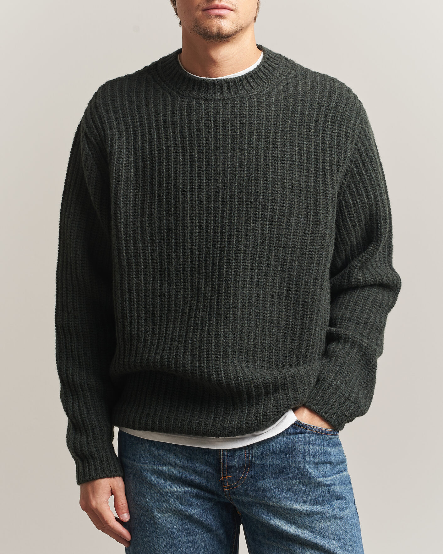 Heren | Truien | Nudie Jeans | Gurry Chunky Knitted Sweater Racing Green