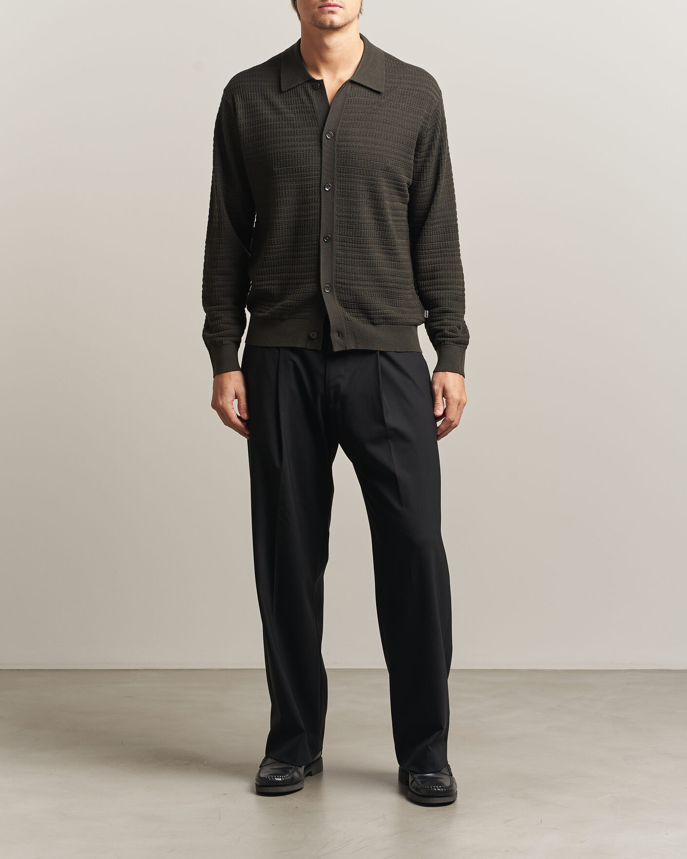 Heren | Truien | NN07 | Nate Wool Knitted Cardigan Dark Army