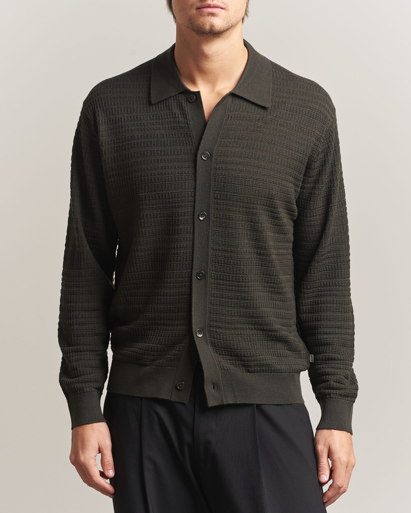 Heren | Truien | NN07 | Nate Wool Knitted Cardigan Dark Army