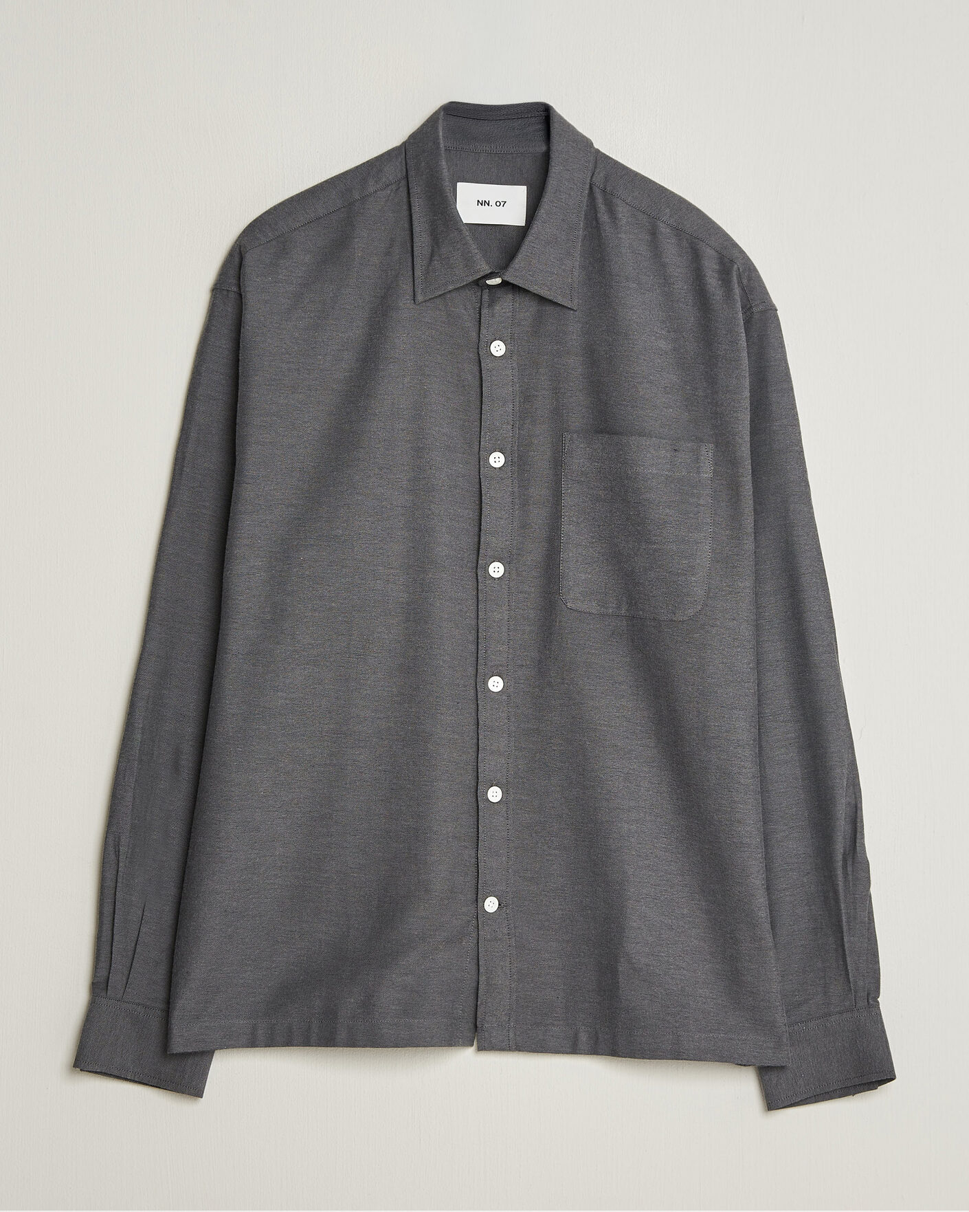 Heren | Overhemden | NN07 | Deon Brushed Light Flannel Shirt Dark Grey