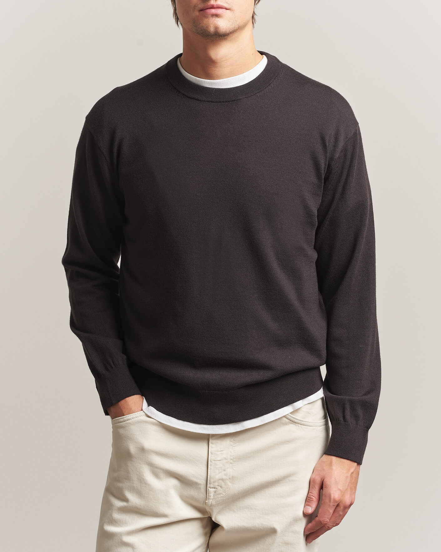Heren | Truien | NN07 | Nate Wool Knitted Crew Neck Deep Truffle