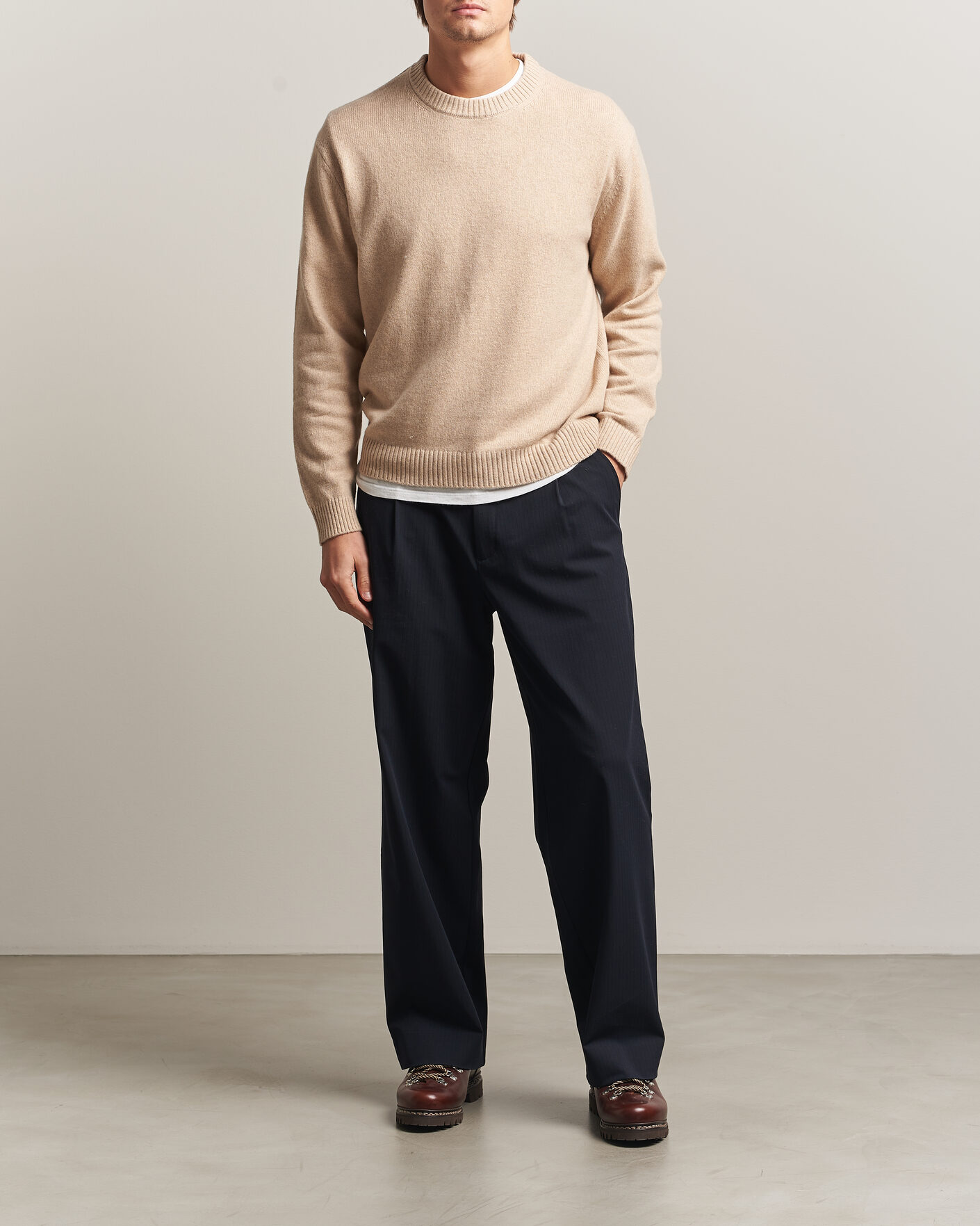 Heren | Truien | NN07 | Russel Wool/Cotton Knitted Sweater Ecru
