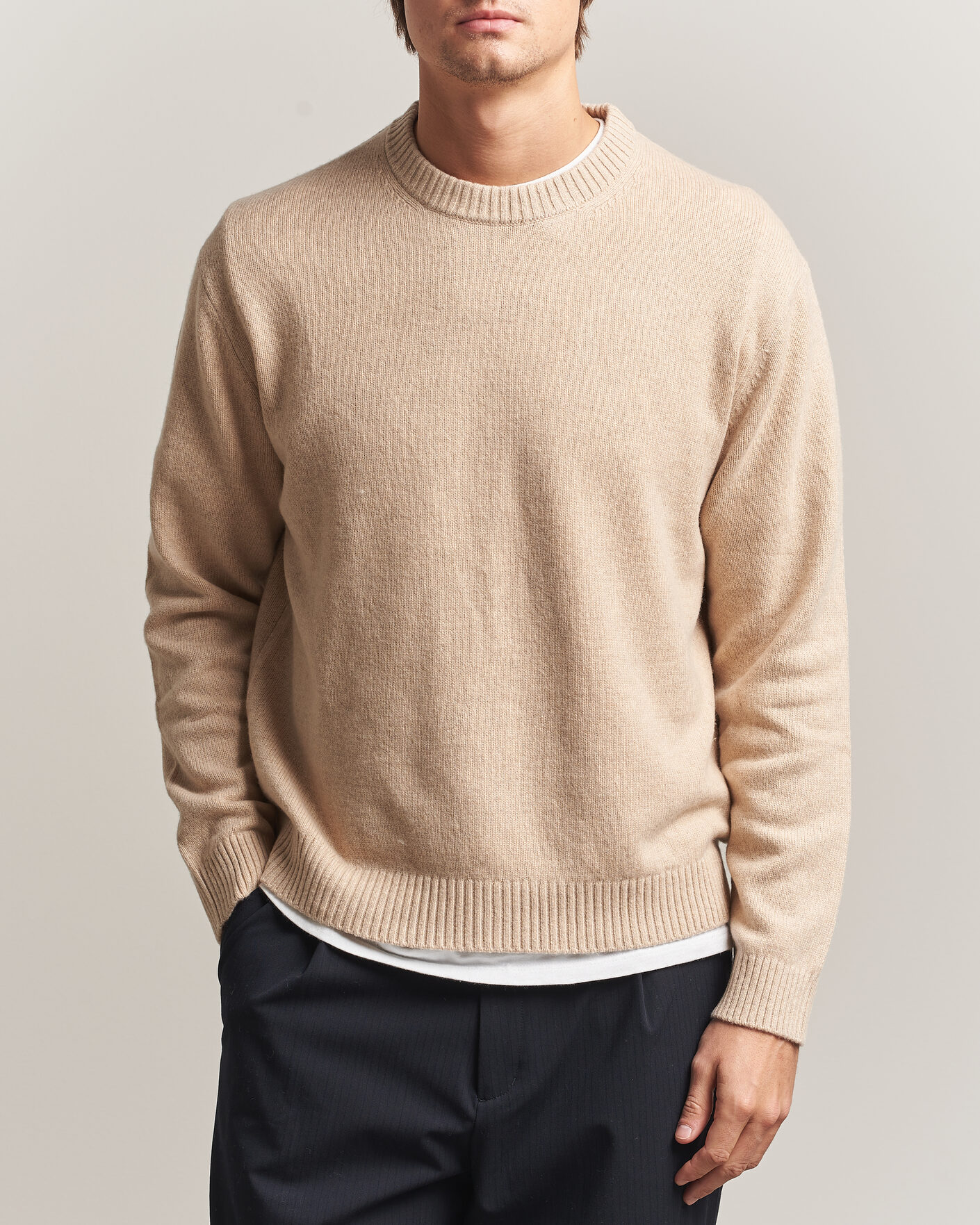 Heren | Truien | NN07 | Russel Wool/Cotton Knitted Sweater Ecru