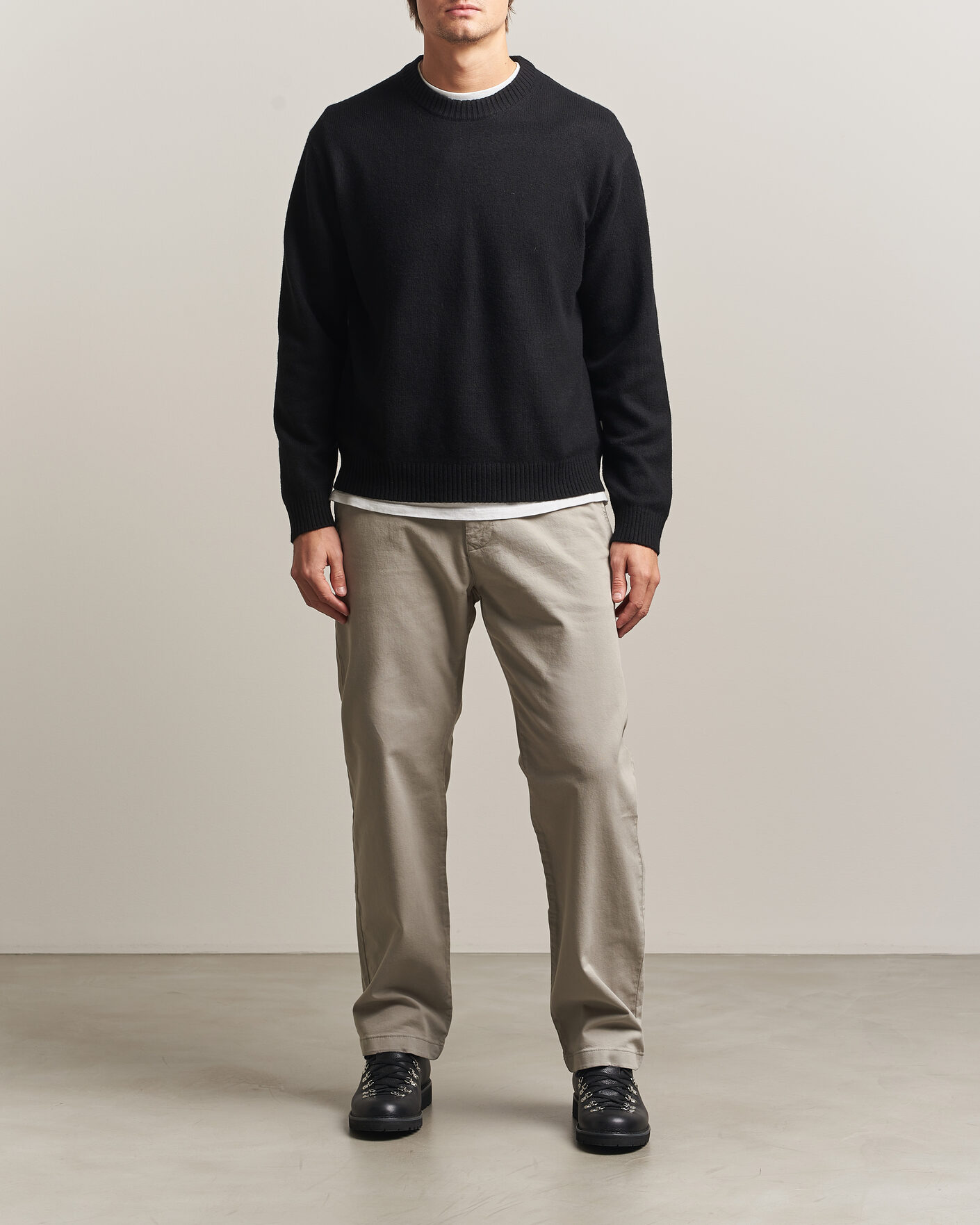 Heren | Truien | NN07 | Russel Wool/Cotton Knitted Sweater Black