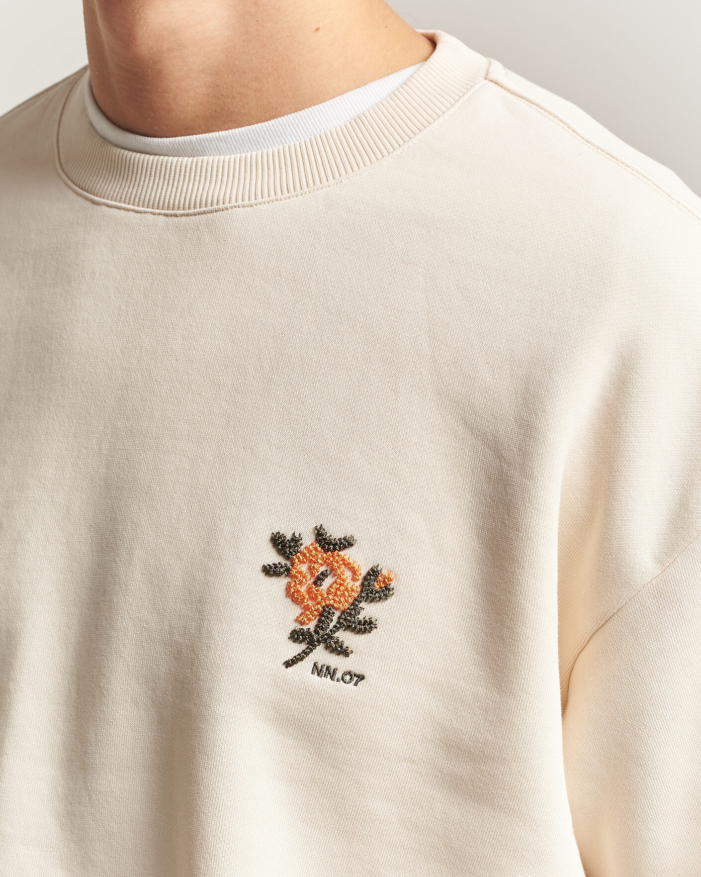 Heren | Truien | NN07 | David Embroidered Sweatshirt Ivory
