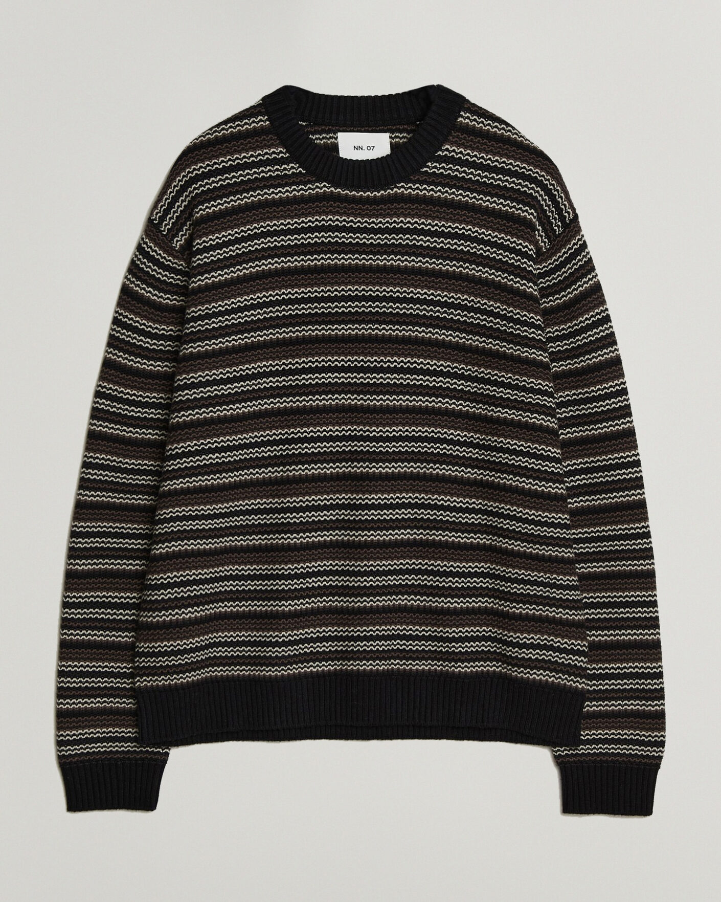 Heren | Truien | NN07 | Russel Wool/Cotton Striped Sweater Black Multi