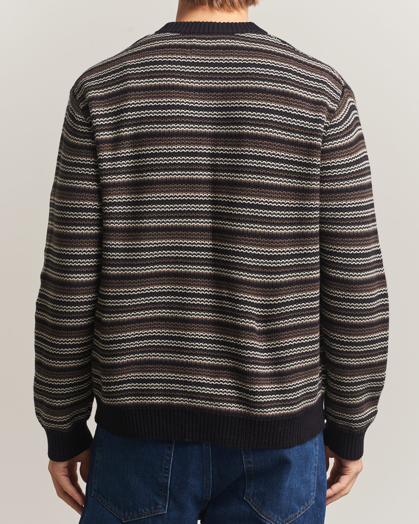 Heren | Truien | NN07 | Russel Wool/Cotton Striped Sweater Black Multi