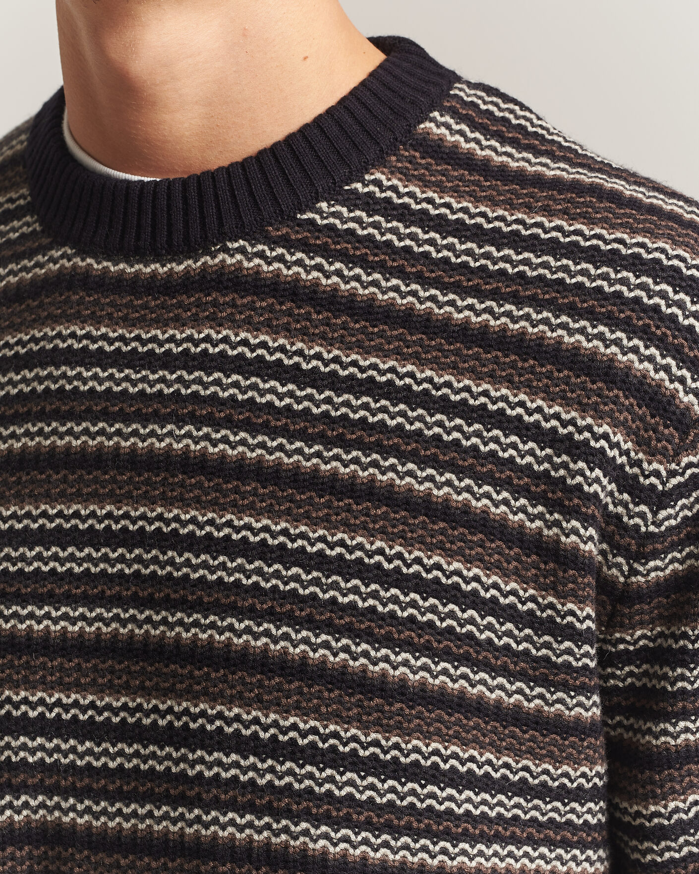 Heren | Truien | NN07 | Russel Wool/Cotton Striped Sweater Black Multi