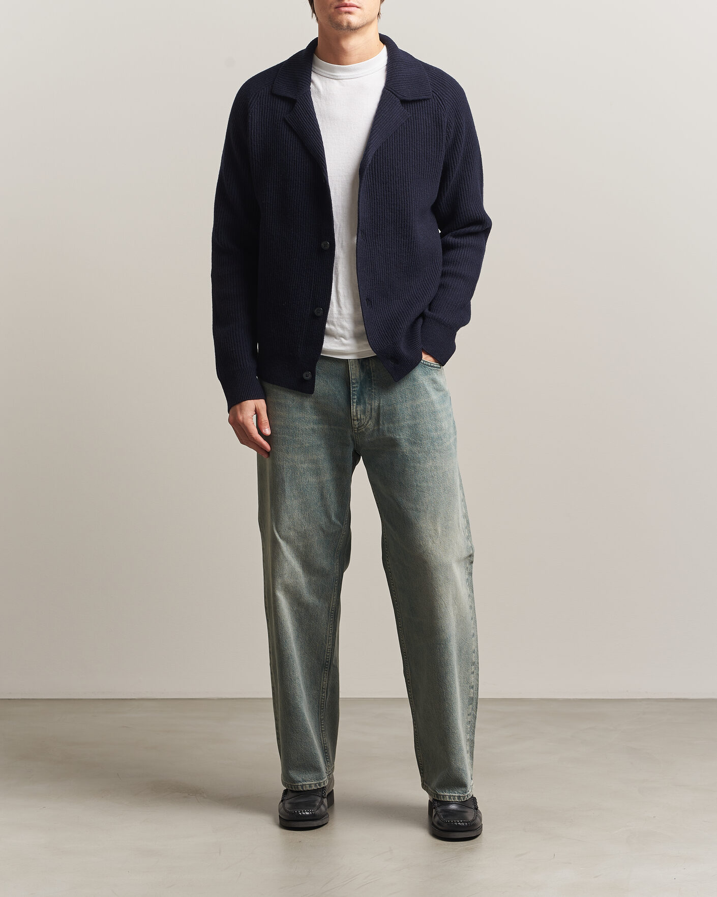 Heren | Truien | NN07 | Shane Wool Knitted Cardigan Navy Blue