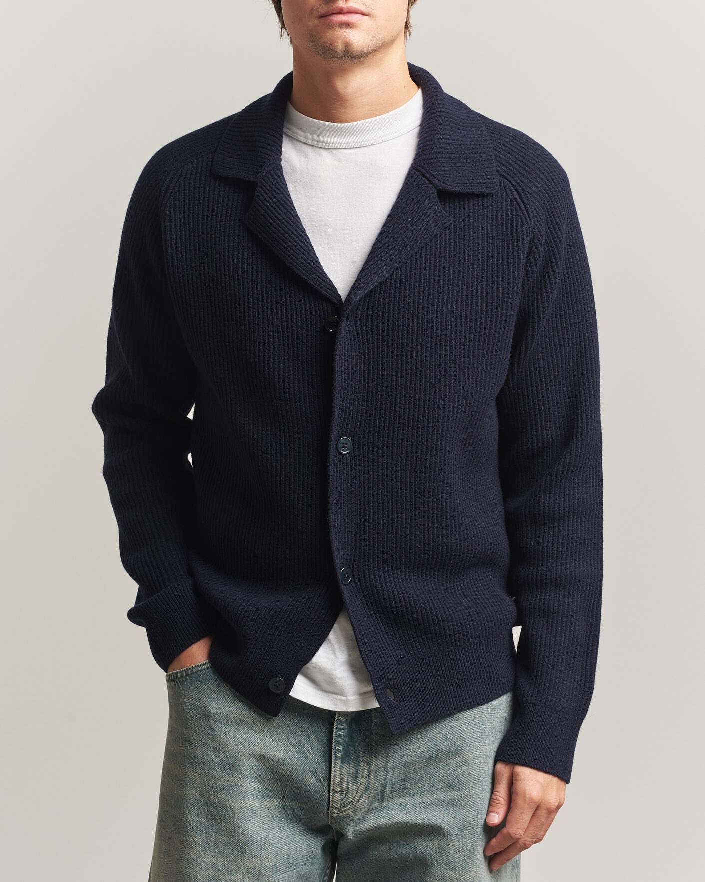 Heren | Truien | NN07 | Shane Wool Knitted Cardigan Navy Blue