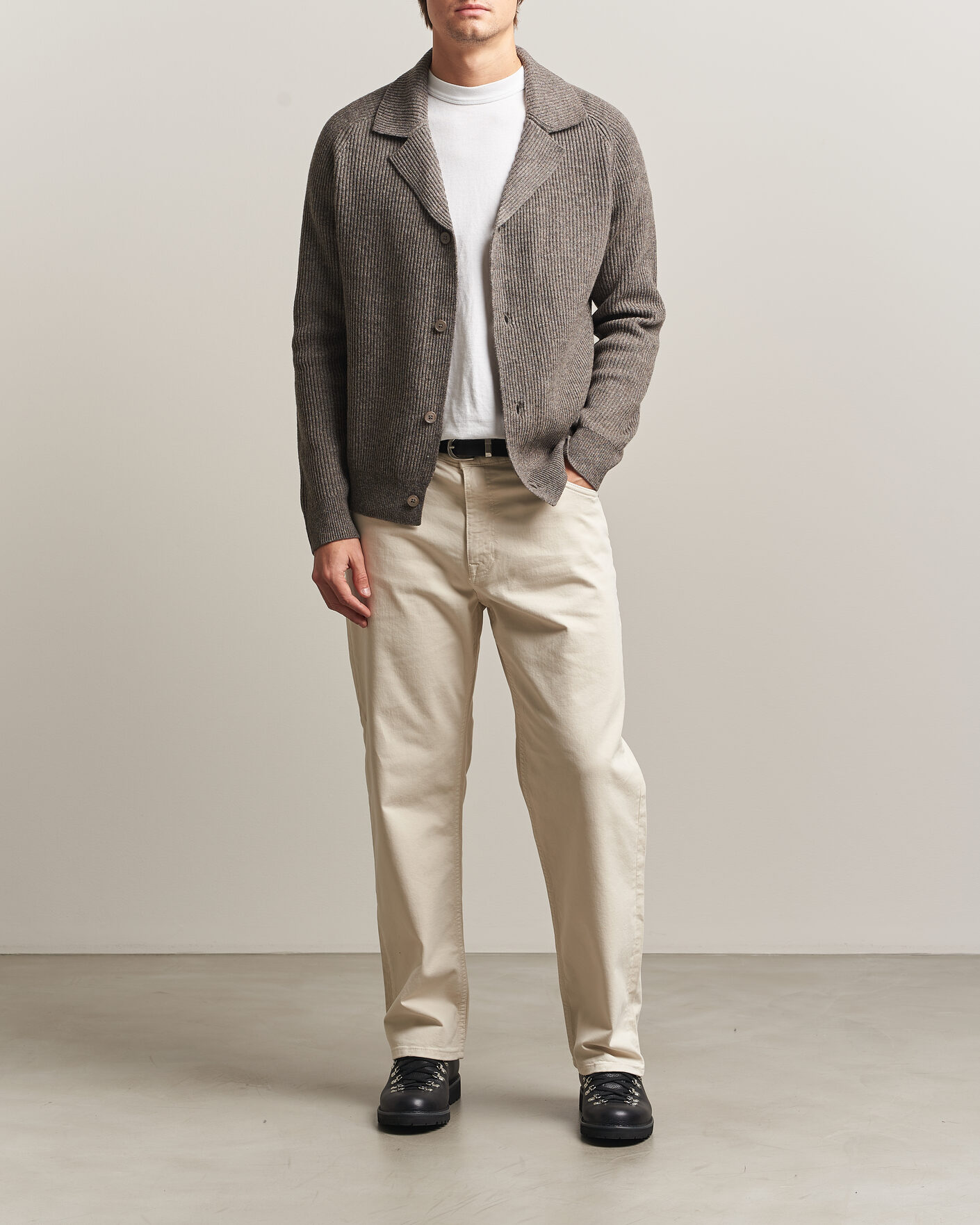Heren | Truien | NN07 | Shane Wool Knitted Cardigan Mable Husk