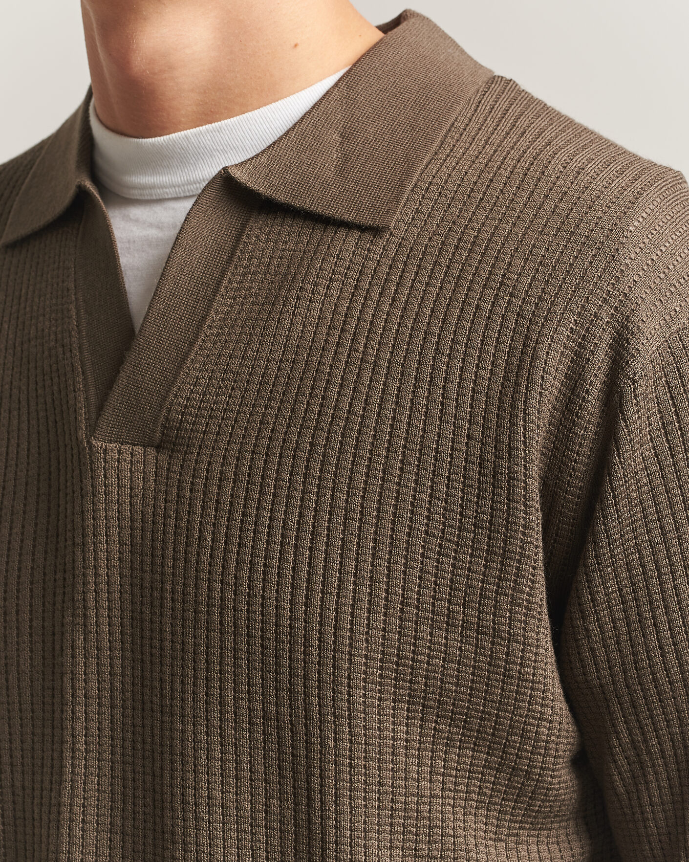 Heren | Truien | NN07 | Nate Wool Knitted Polo Mable Husk