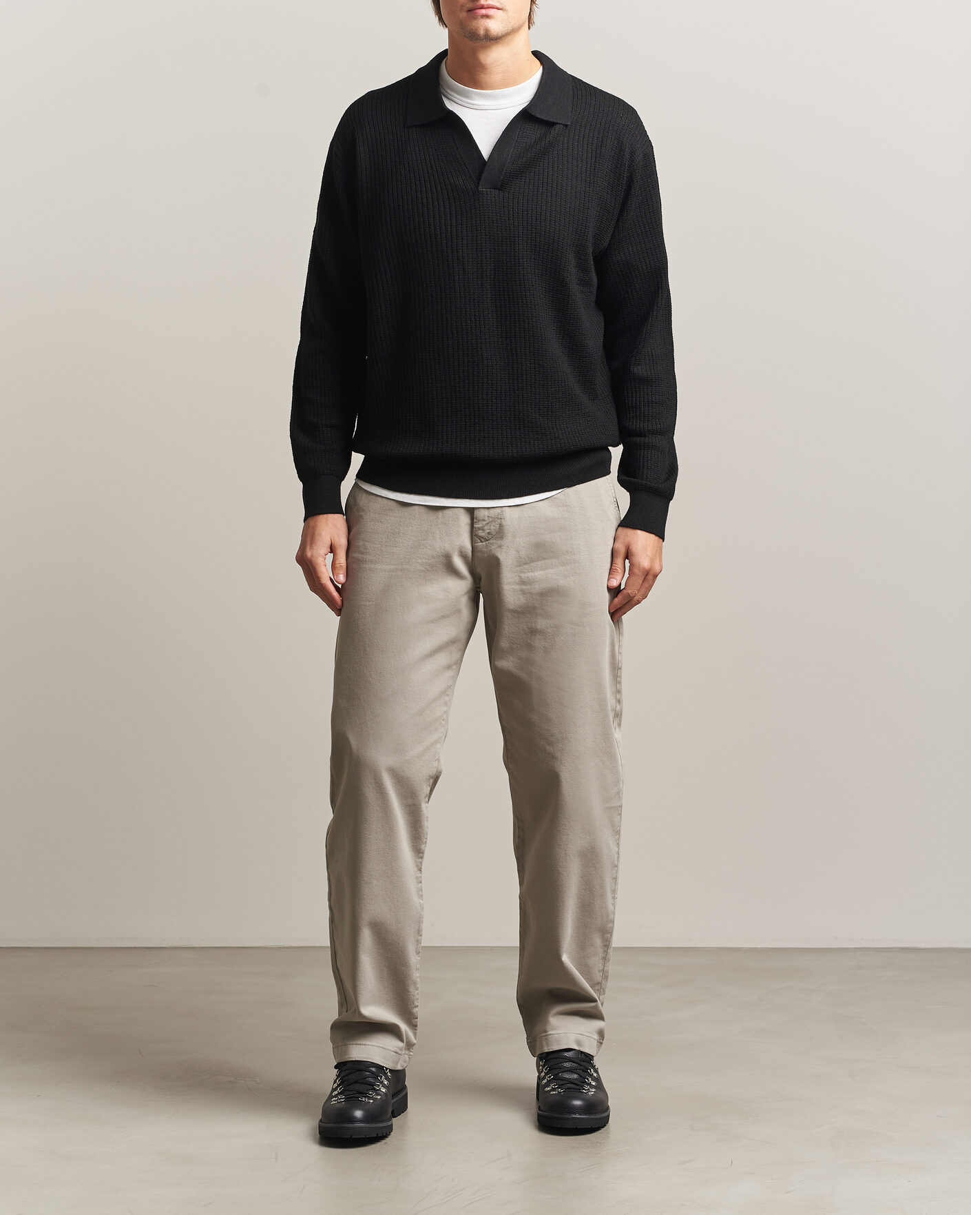 Heren | Truien | NN07 | Nate Wool Knitted Polo Black