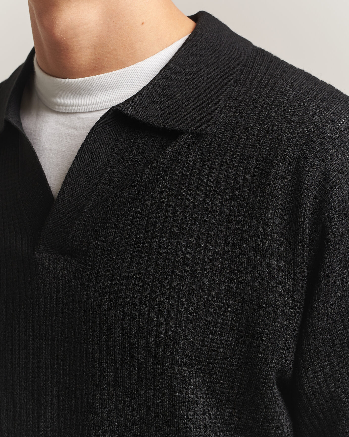 Heren | Truien | NN07 | Nate Wool Knitted Polo Black