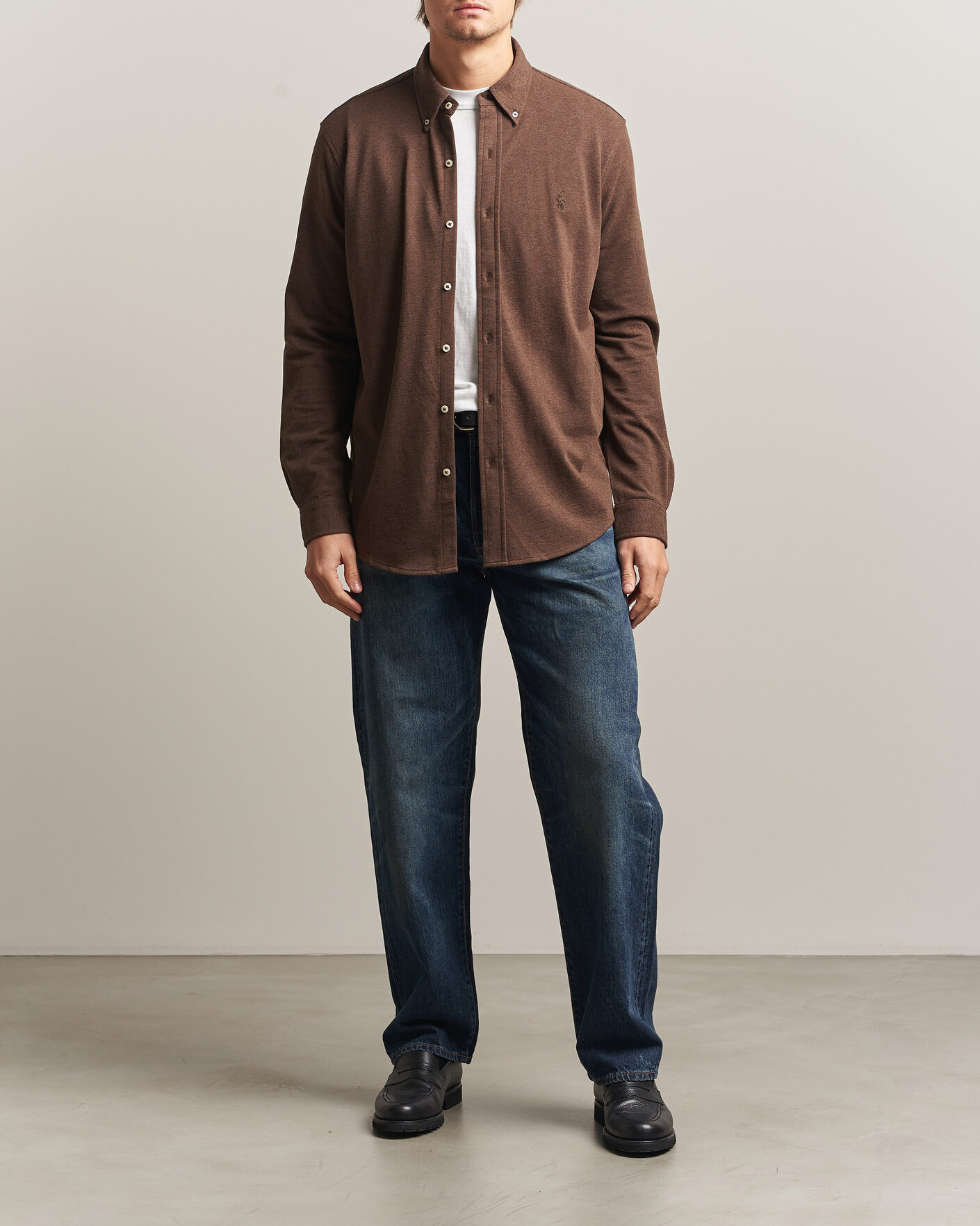 Heren | Polo's | Polo Ralph Lauren | Featherweight Mesh Shirt Nutmeg Brown Heather