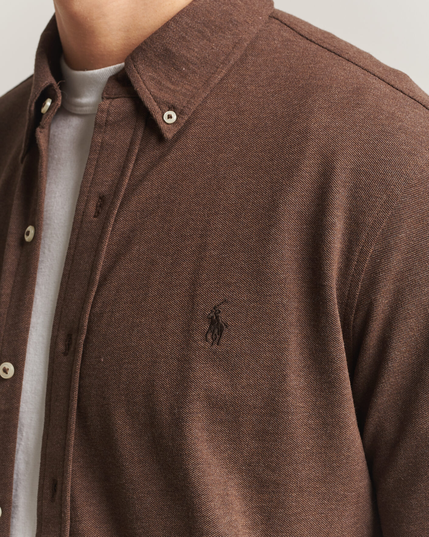 Heren | Polo's | Polo Ralph Lauren | Featherweight Mesh Shirt Nutmeg Brown Heather