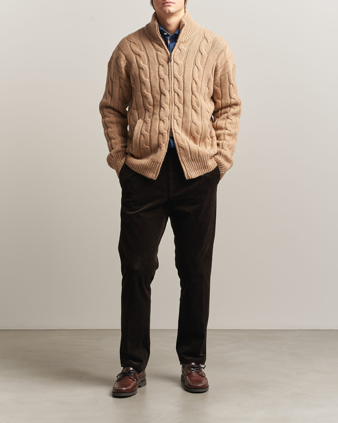 Heren | Truien | Polo Ralph Lauren | Wool/Alpaca Cable Full-Zip Camel Melange