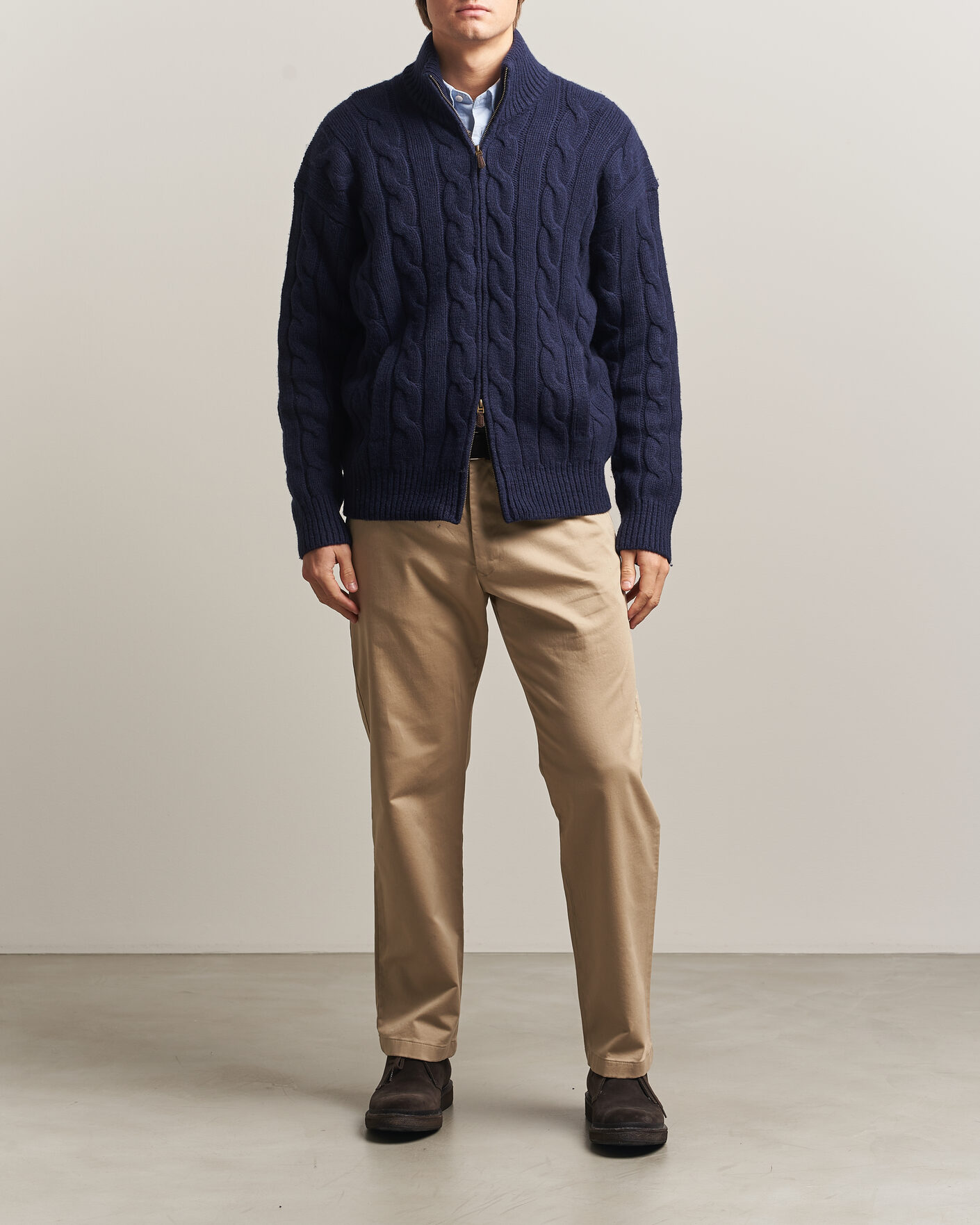 Heren | Truien | Polo Ralph Lauren | Wool/Alpaca Cable Full-Zip Hunter Navy