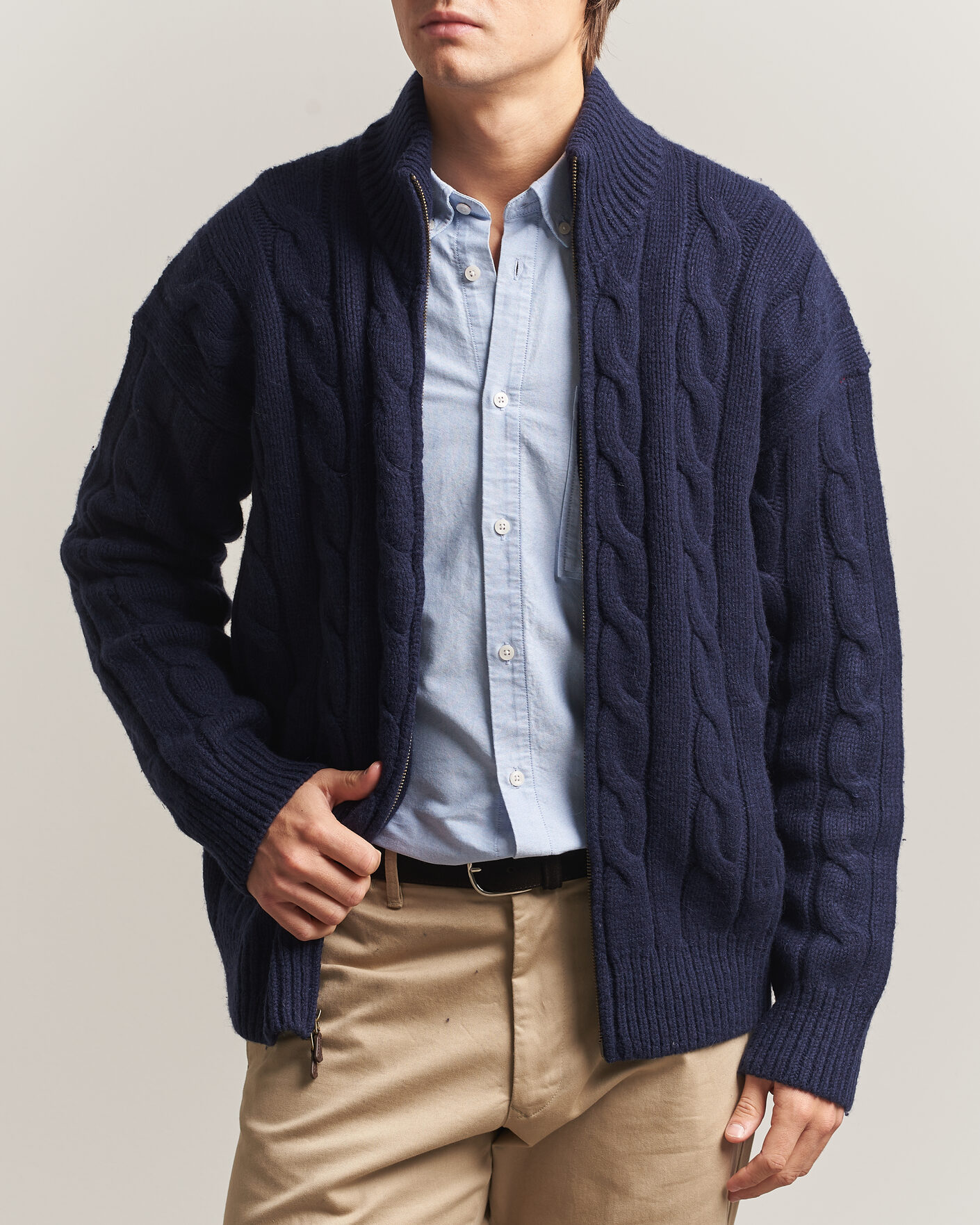 Heren | Truien | Polo Ralph Lauren | Wool/Alpaca Cable Full-Zip Hunter Navy