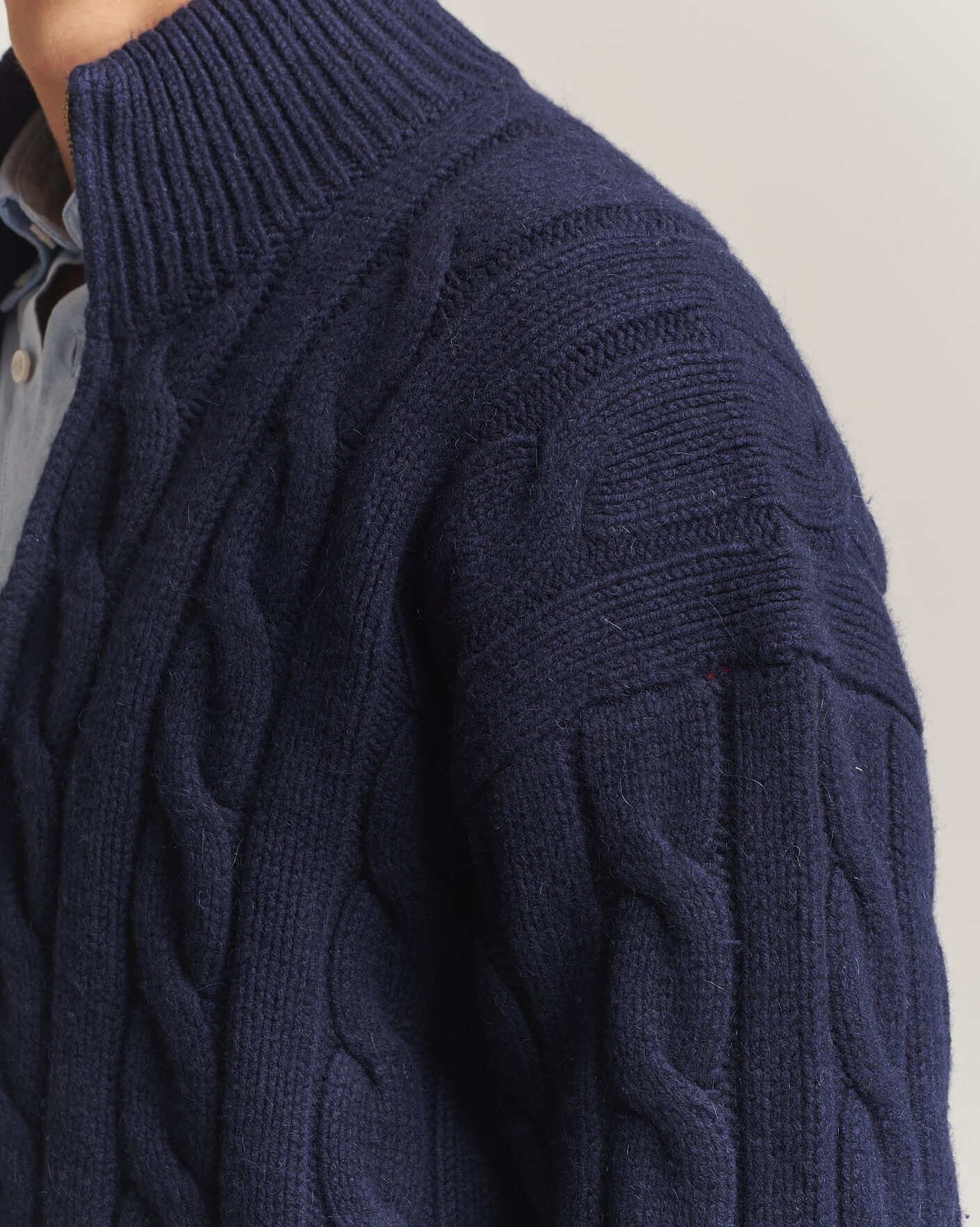 Heren | Truien | Polo Ralph Lauren | Wool/Alpaca Cable Full-Zip Hunter Navy