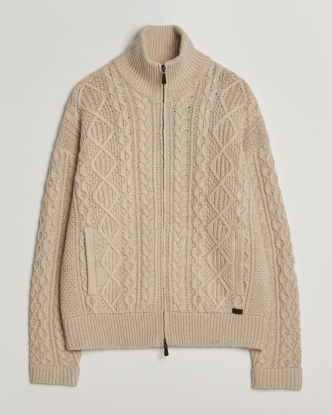 Heren | Truien | Polo Ralph Lauren | Wool/Alpaca Aran Full-Zip Jicama Brown Heather